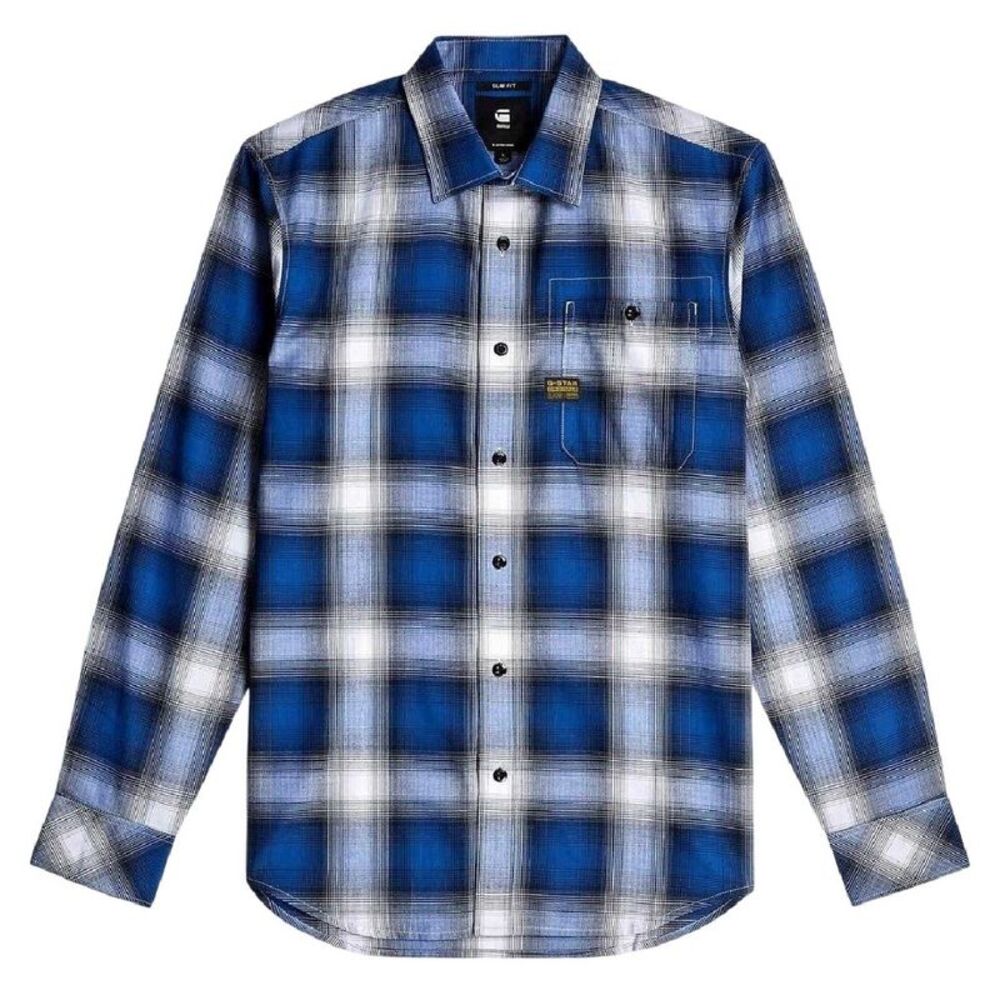 G-Star Mens Plaid Slim Long-Sleeved Shirt / Deep Blue